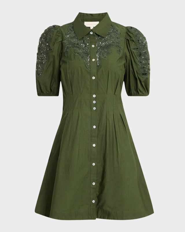 Marta Embroidered Mini Shirtdress